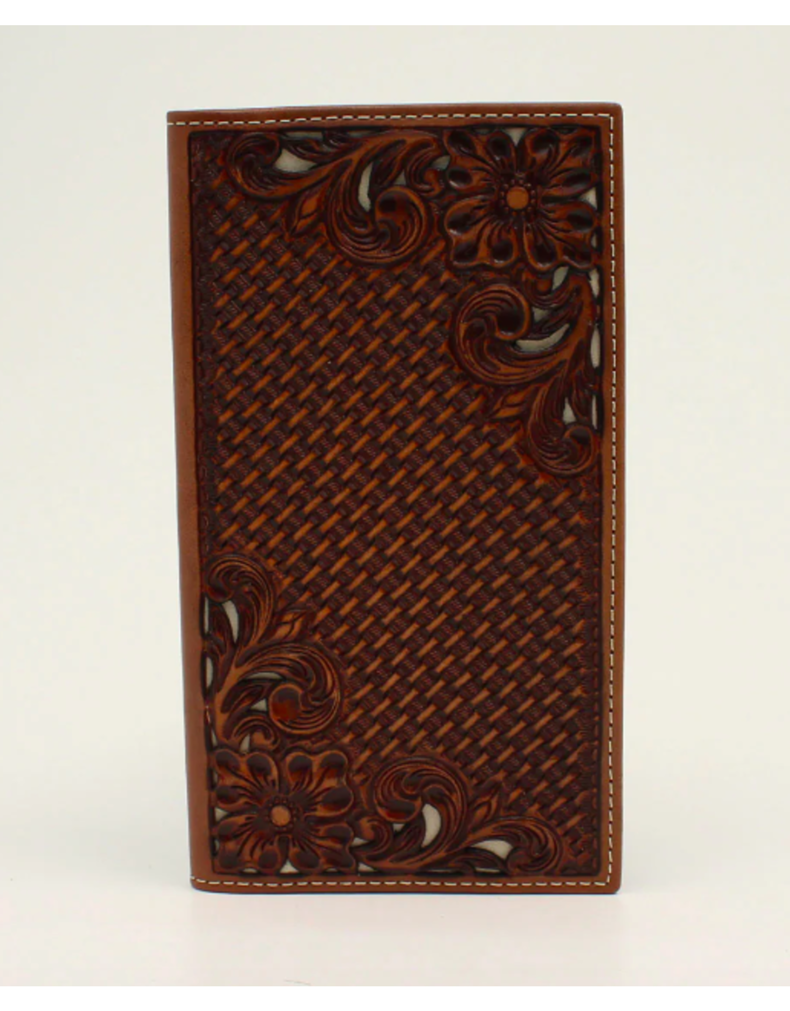 Nocona Rodeo Basket Weave Floral Tooled Wallet