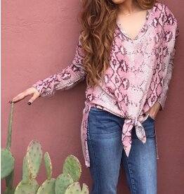 Pink Snake Top with Front Tie