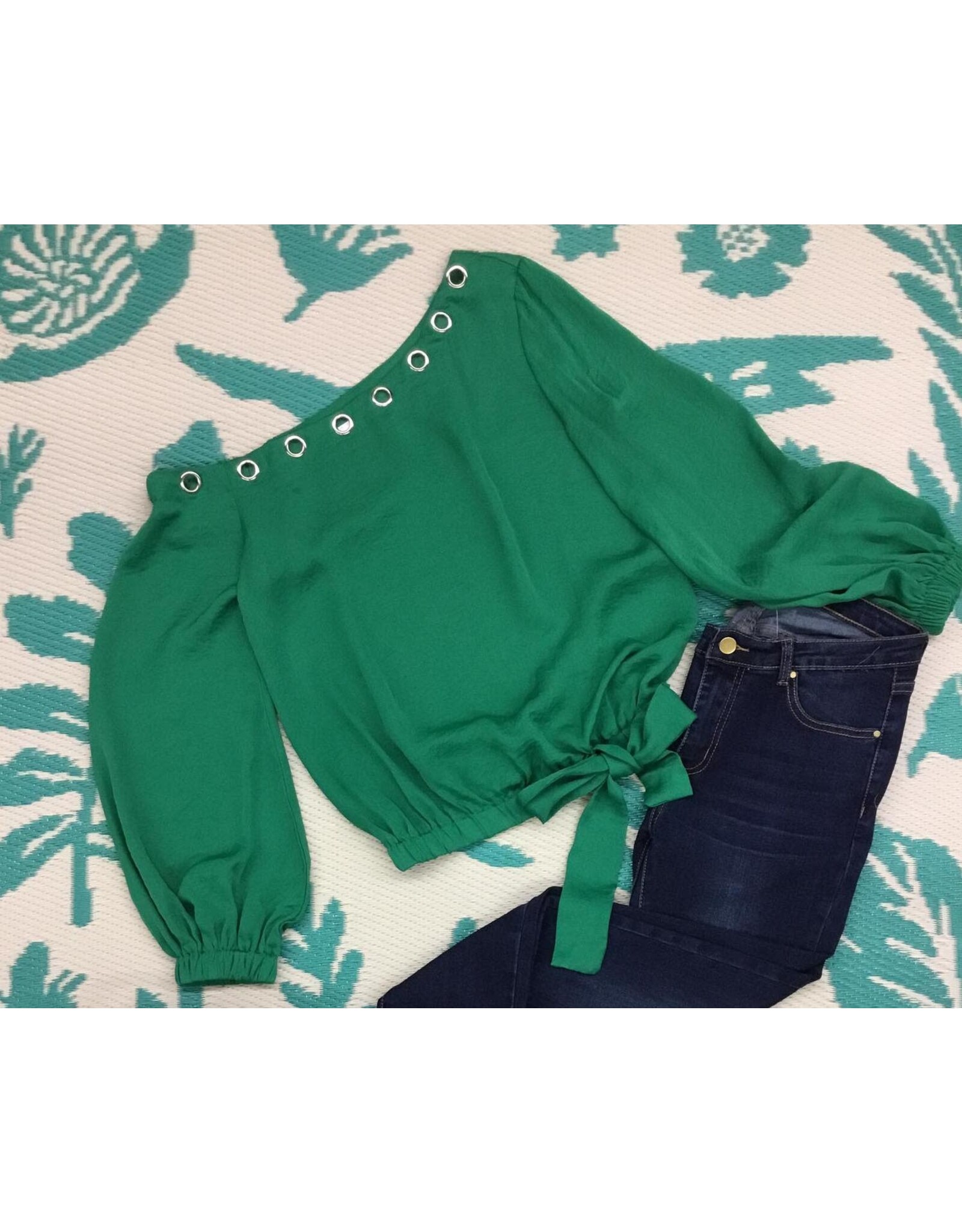 Green Top with Silver Grommets