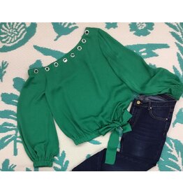 Green Top with Silver Grommets