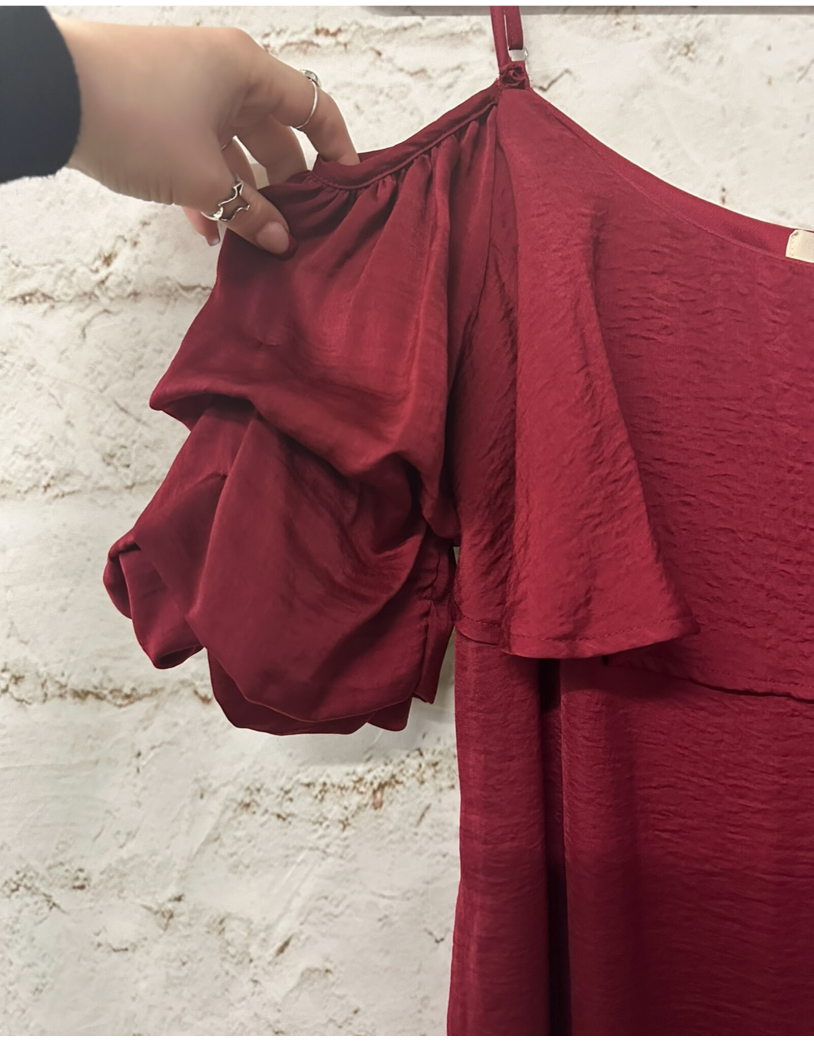 Maroon Cold Shoulder Dress