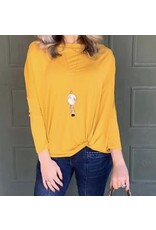 Yellow Long Sleeve Front Knot Top