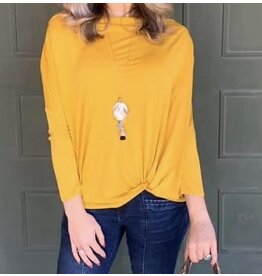 Yellow Long Sleeve Front Knot Top