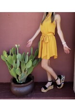 Mustard Halter Dress with Tie