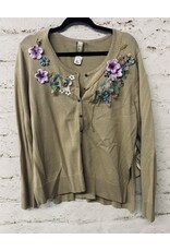 Embelished Sweater with Silk Flowers