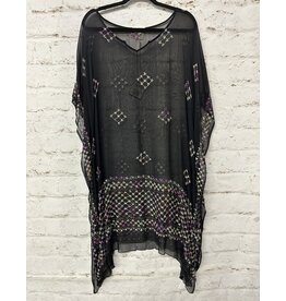 Black Shear Artisanal Handcrafted Dress with Squares