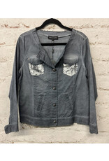 Grey Button up Jacket with Sequin Pockets