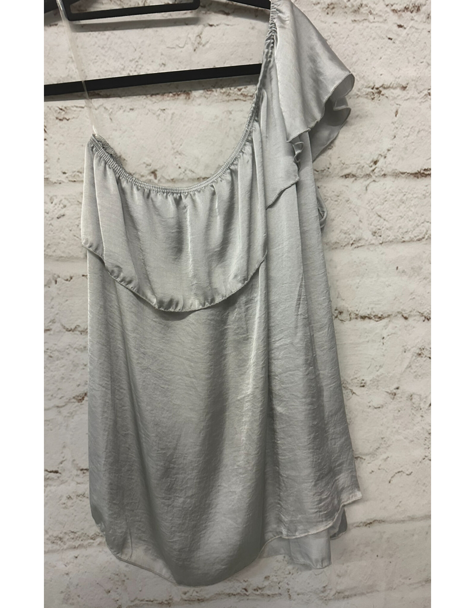 Grey Short Sleeve Rigth Cold-Shoulder Top