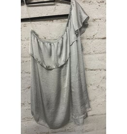 Grey Short Sleeve Rigth Cold-Shoulder Top