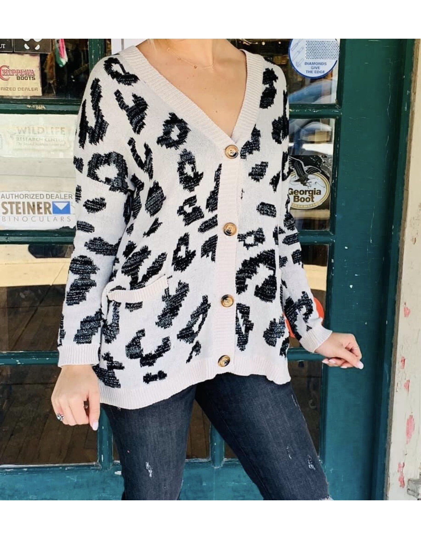 Cheetah Button Up Sweater