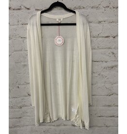 White Shear Knit Kimono with Lace Sides