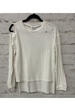 White Long Sleeve Distressed Top