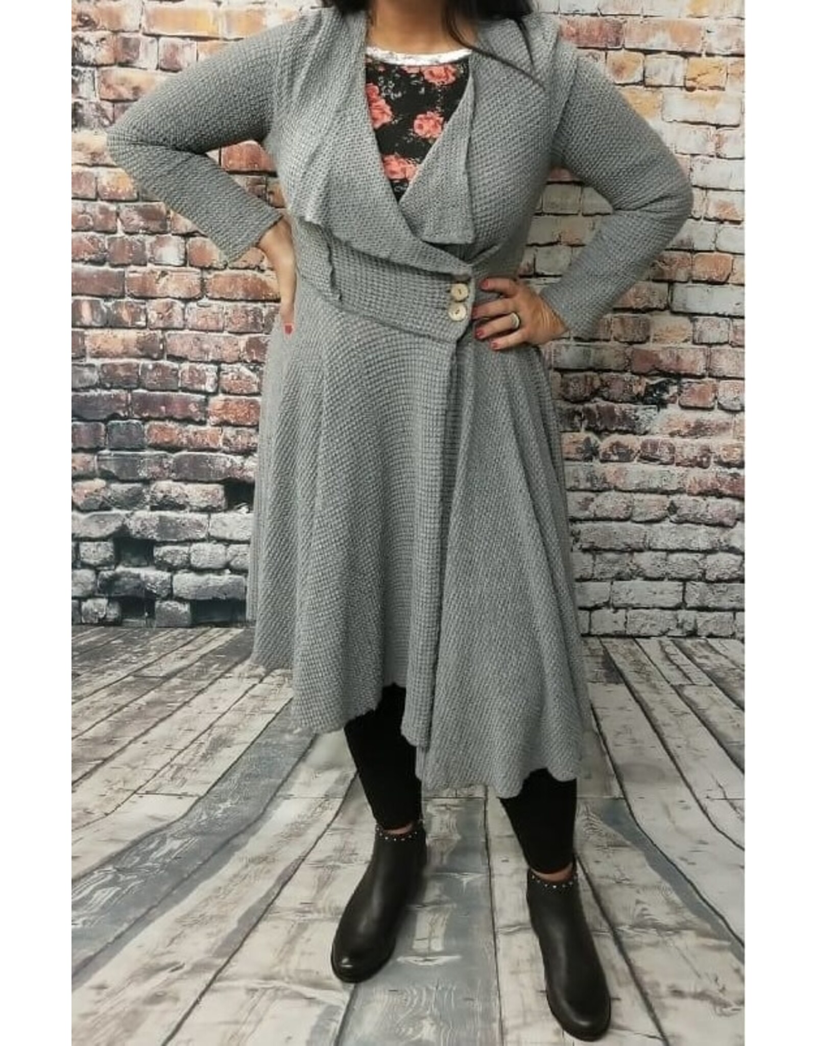 Long Grey Knitted Buttoned Cover