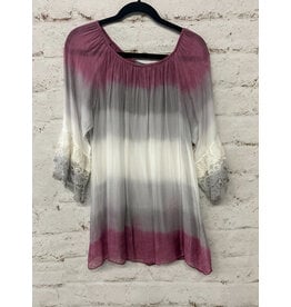 Purple/Grey Ombre Top with Lace Sleeves