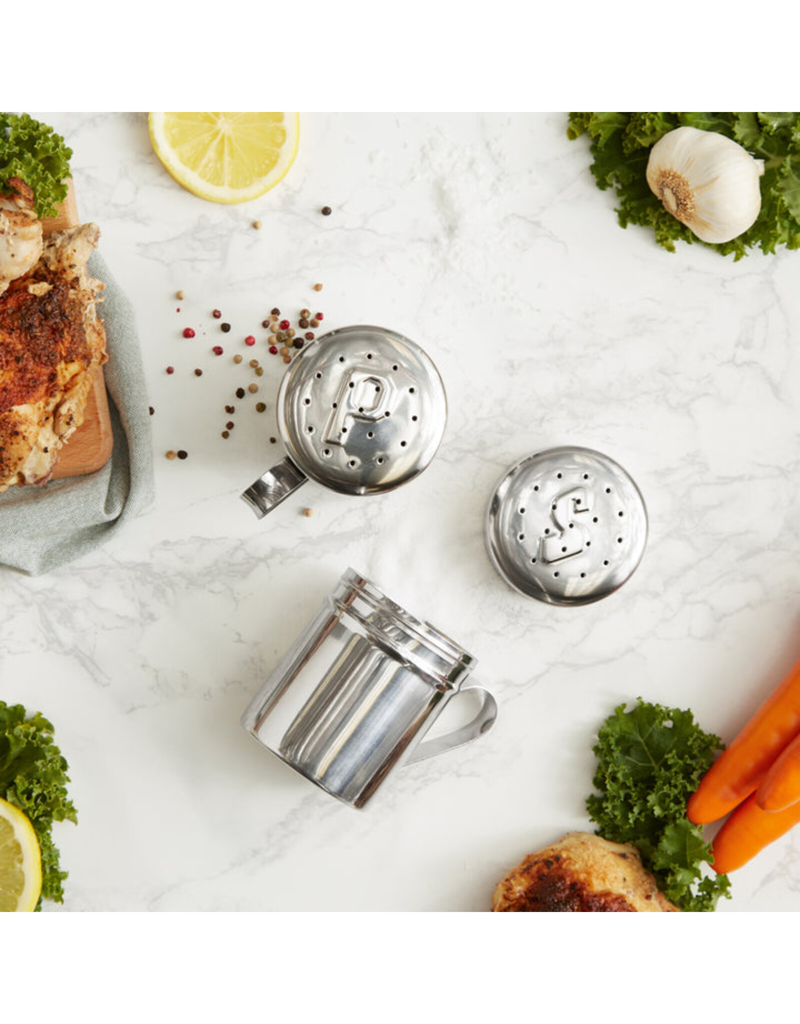 RSVP International Stovetop Stainless Steel Salt and Pepper Shaker Set