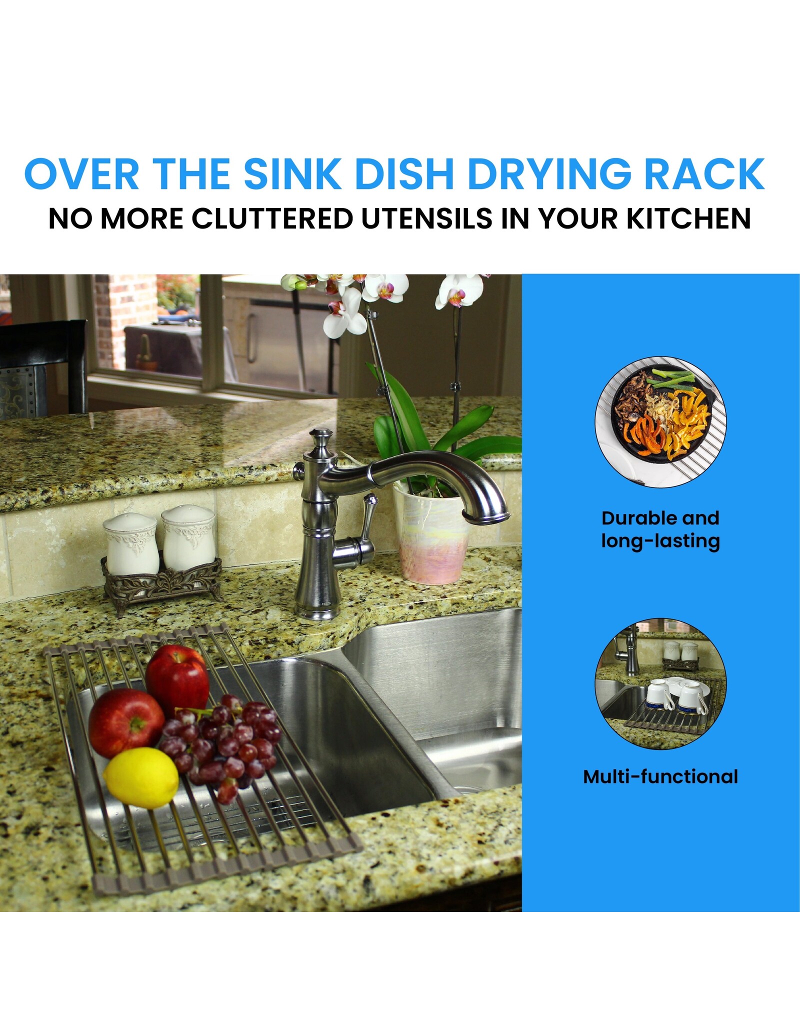 Roll-Up Over the Sink Dish Drying Rack