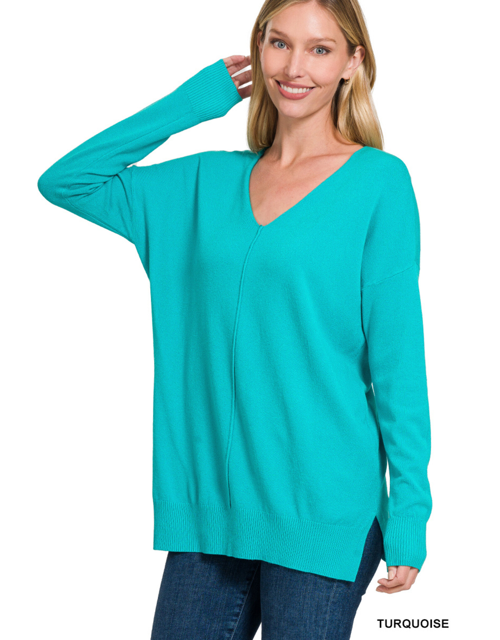 Danefae Women's Wool Blend Sweater  Anne in Stone Blue – Biddle