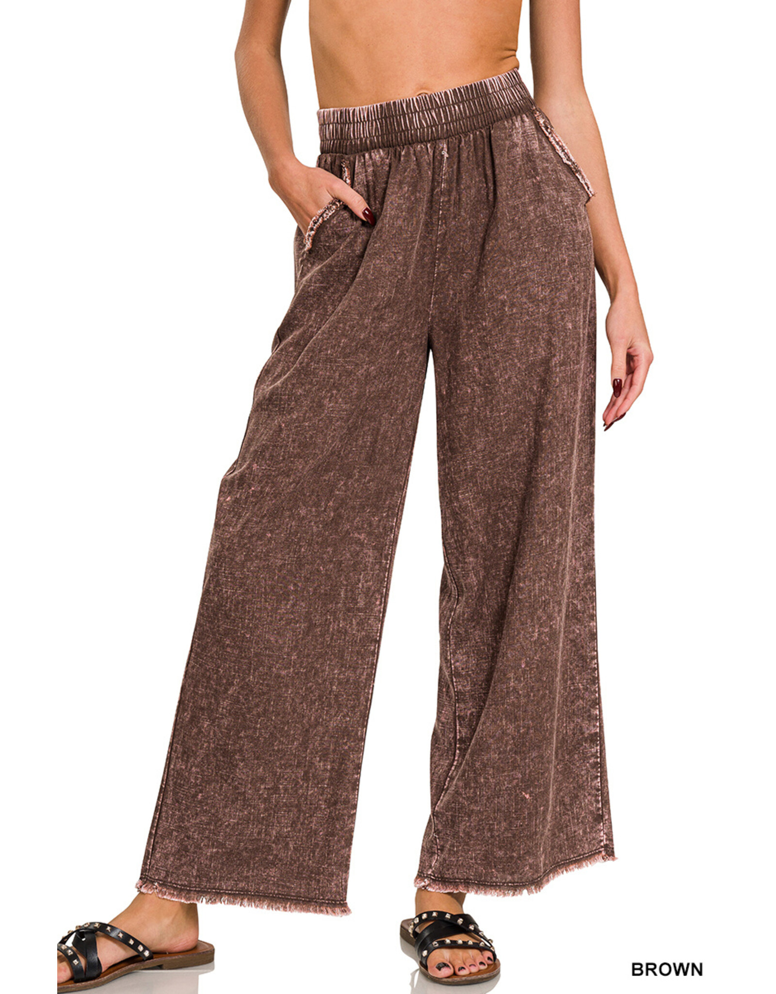 Audrey Washed Linen Frayed Hem Pants