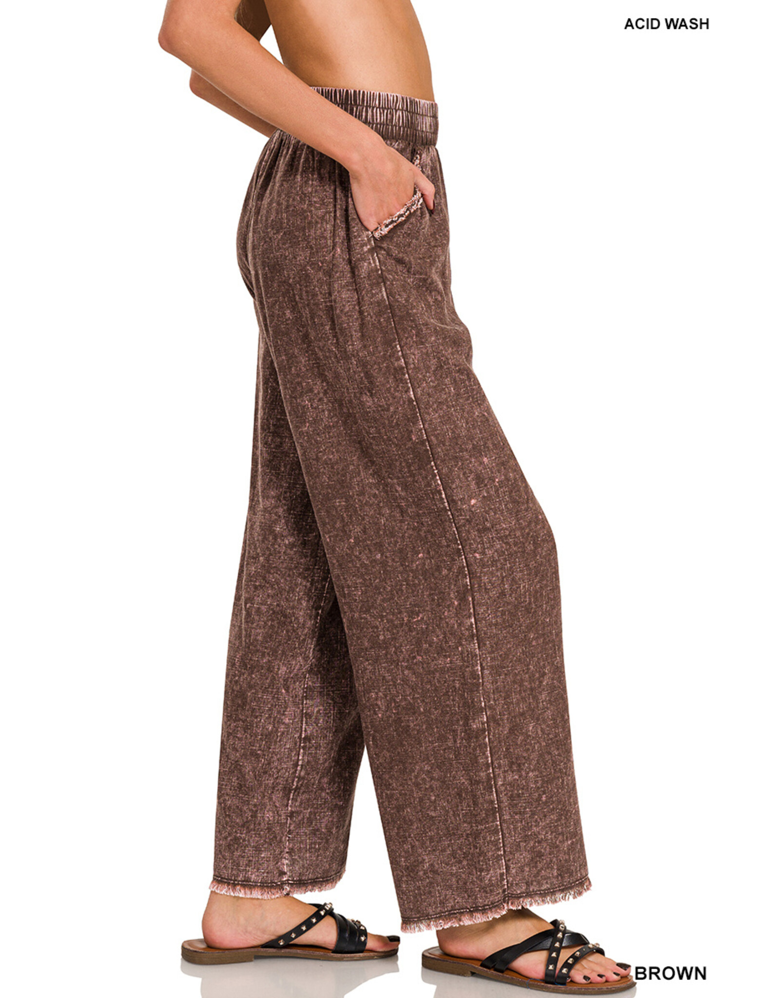 Audrey Washed Linen Frayed Hem Pants