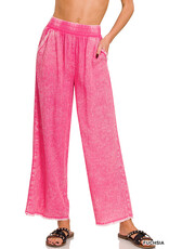 Audrey Washed Linen Frayed Hem Pants