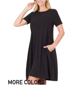 Abbygale Short Sleeve Flared Dress with Side Pockets