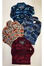 Powder River Outfitters Youth Aztec Printed Fleece Pullover Indigo