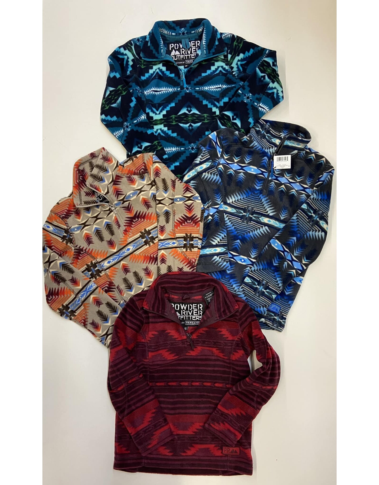 Powder River Outfitters Youth Aztec Printed Fleece Pullover Tan
