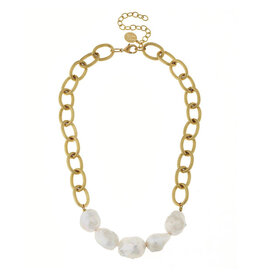 Susan Shaw Baroque Pearl Chain Necklace