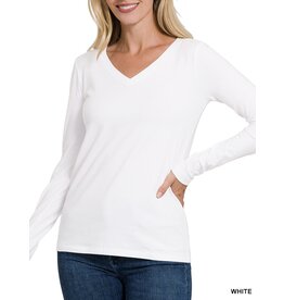 Arlo Cotton V-Neck Long Sleeve T-Shirt