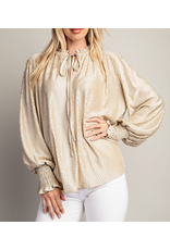 Melania Tie Front Peasant Blouse