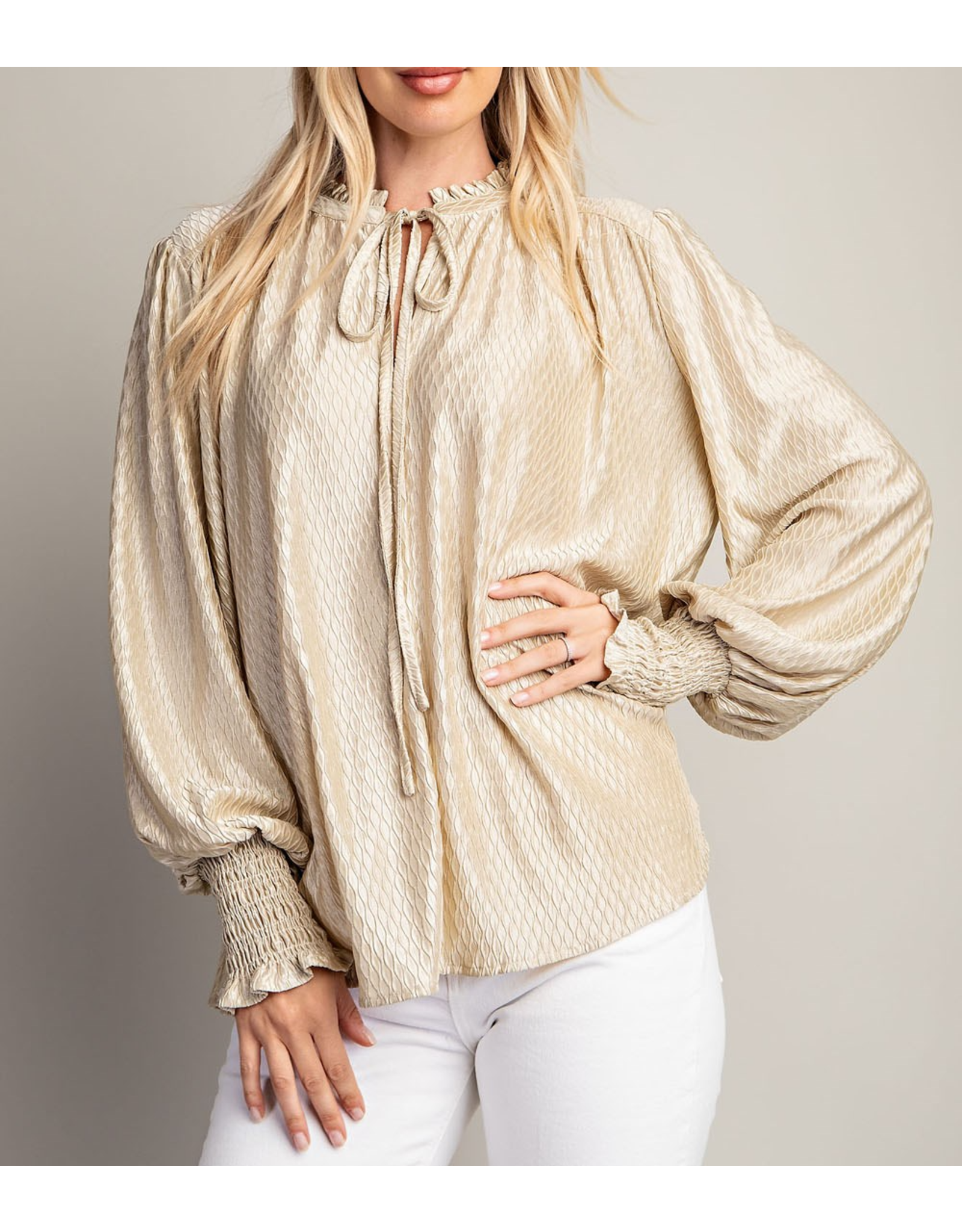 Melania Tie Front Peasant Blouse