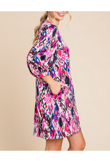 Alora Satin Print Midi Dress