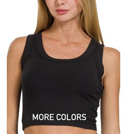 Asp Ribbed Scoop Neck Cropped Tank Top