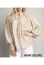 Melania Tie Front Peasant Blouse