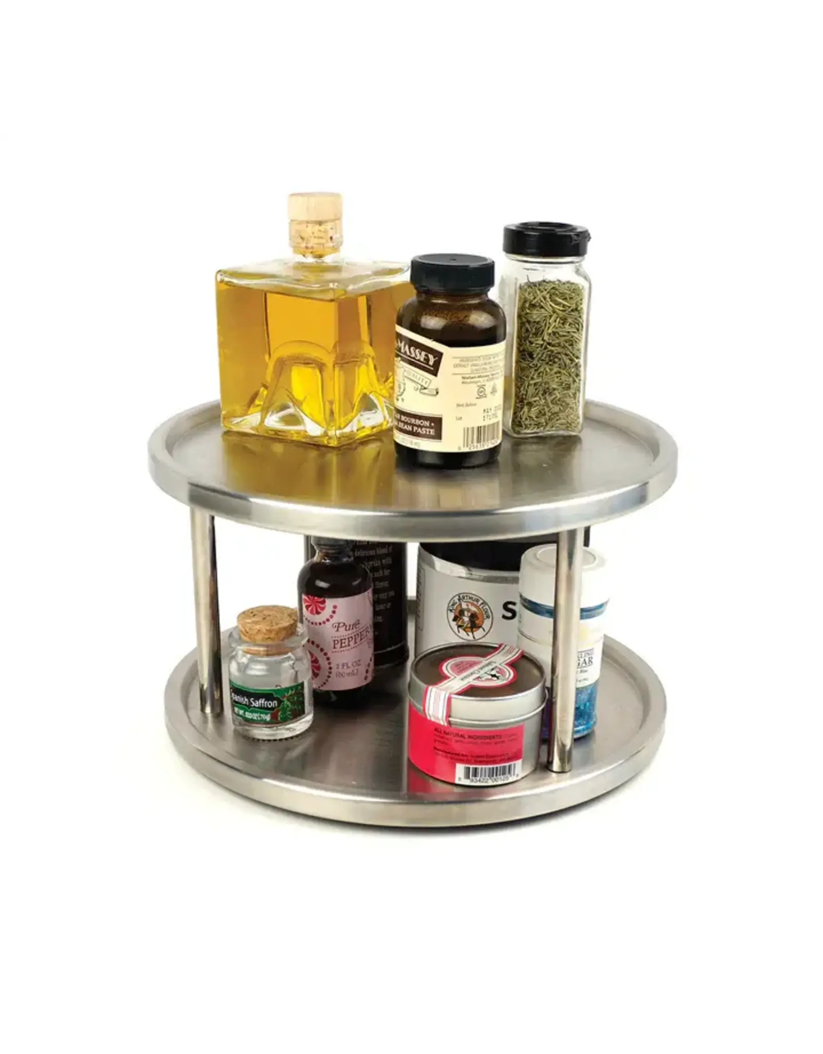 RSVP International 2 Tier Stainless Steel Turntable Lazy Susan