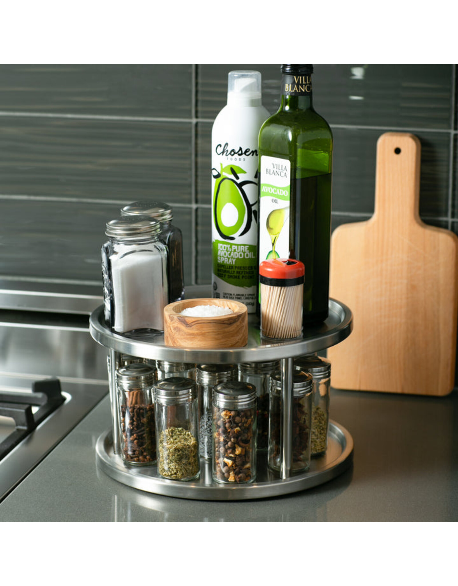 RSVP International 2 Tier Stainless Steel Turntable Lazy Susan