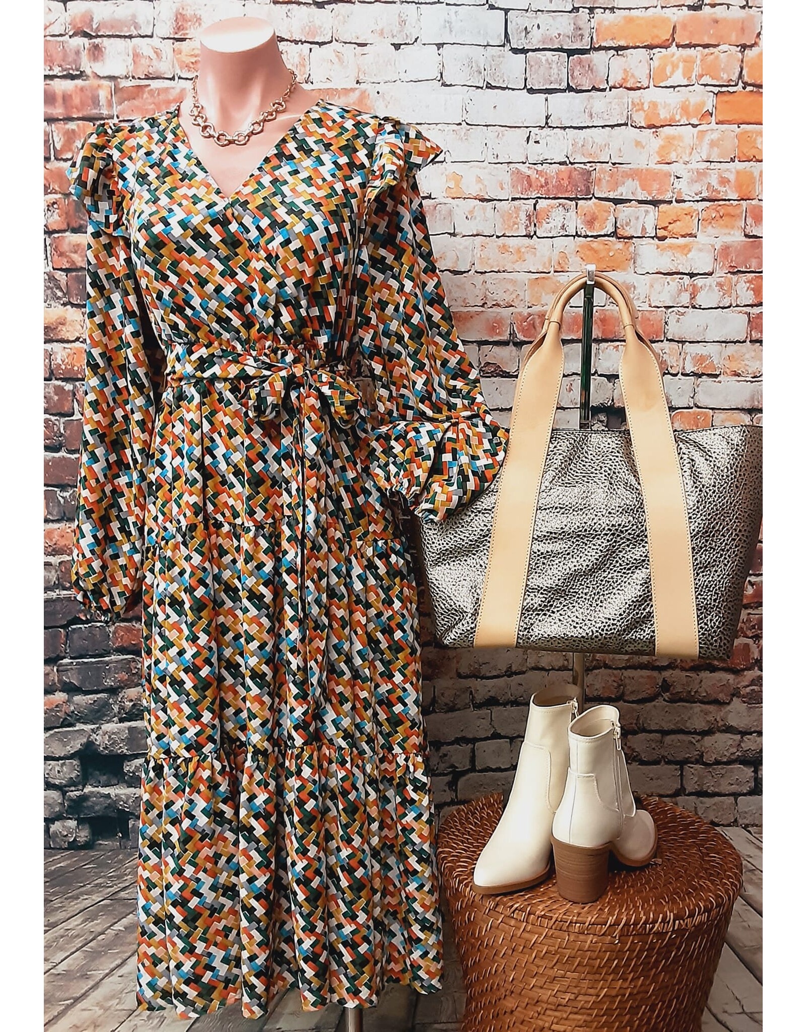 Dylan Geo Print Midi Dress