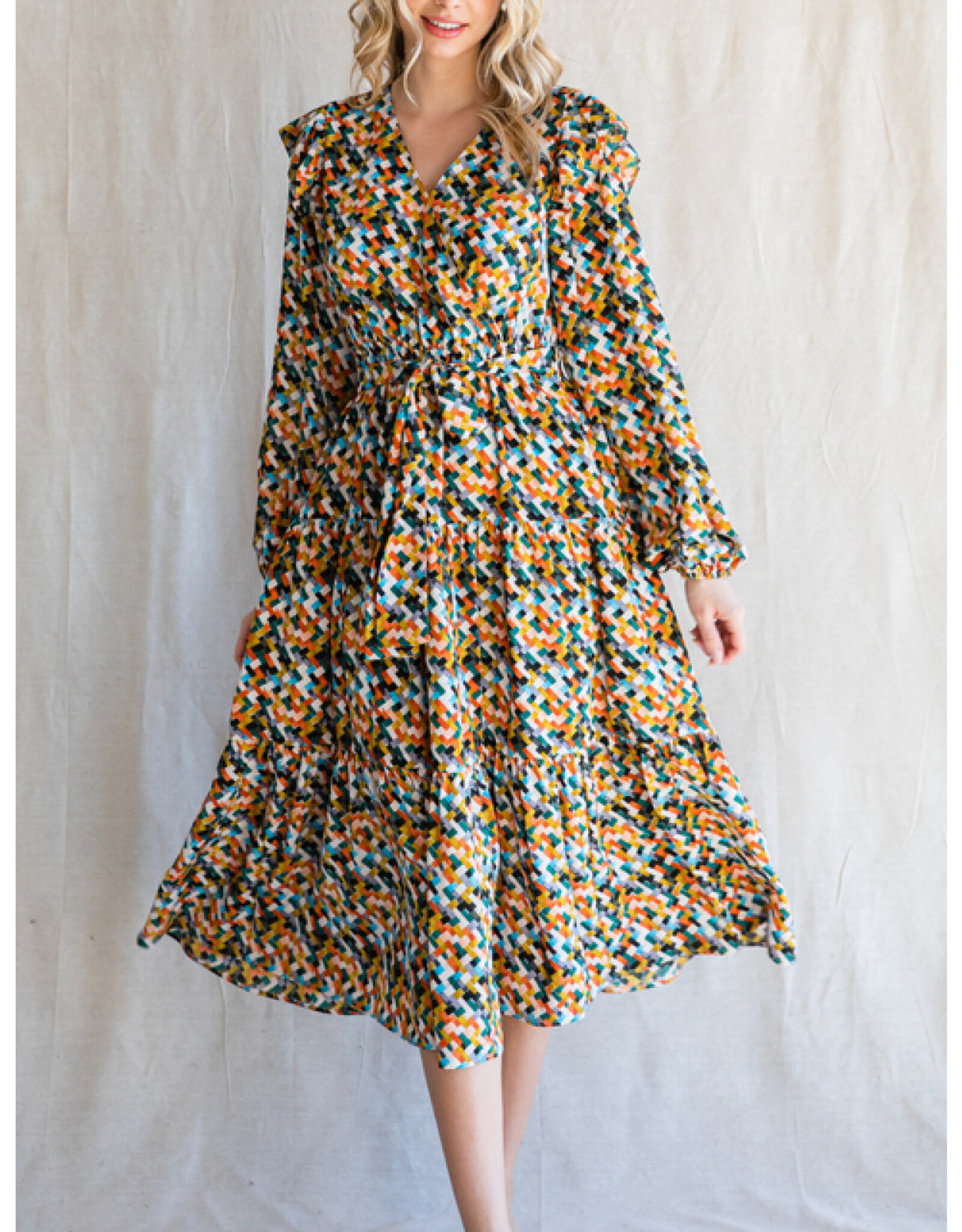 Dylan Geo Print Midi Dress
