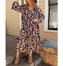 Silsbee Long Sleeve Printed Midi Dress