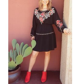 Shiner Embroidered Tiered Dress