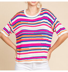 Alouette Short Sleeve Stripe Sweater