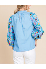 Ambrosia 3/4 Embroidered Sleeve Top