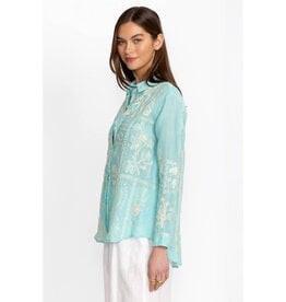Johnny Was Johnny Was Botanique Double Button Oversized Shirt Marine Blue