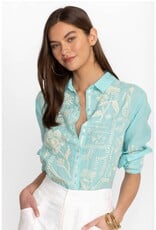 Johnny Was Johnny Was Botanique Double Button Oversized Shirt Marine Blue