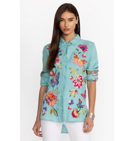Johnny Was Johnny Was Gracey Linen Oversized Shirt Marine Blue