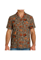 Cinch Cinch Western Brands & Calf Print Short Sleeve Camp Shirt