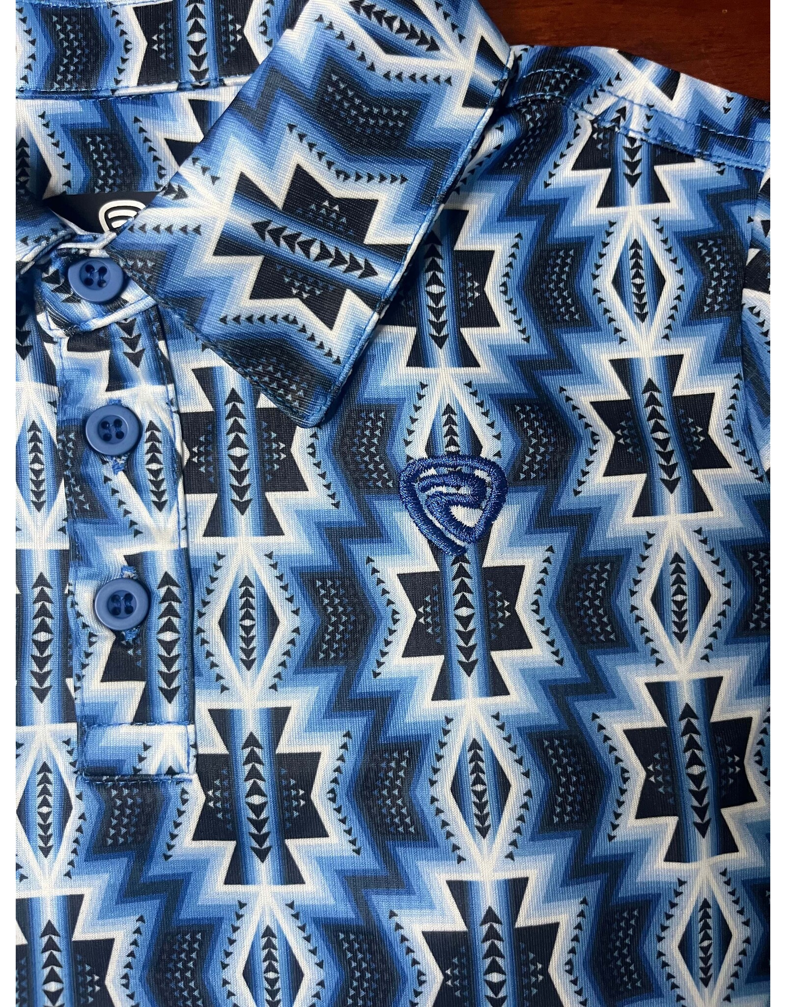 Rock & Roll Boys Blue Printed Aztec Polo