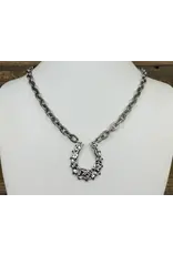 Vintage Reproduction Sterling Plated 18" Chain With Horseshoe Pendant