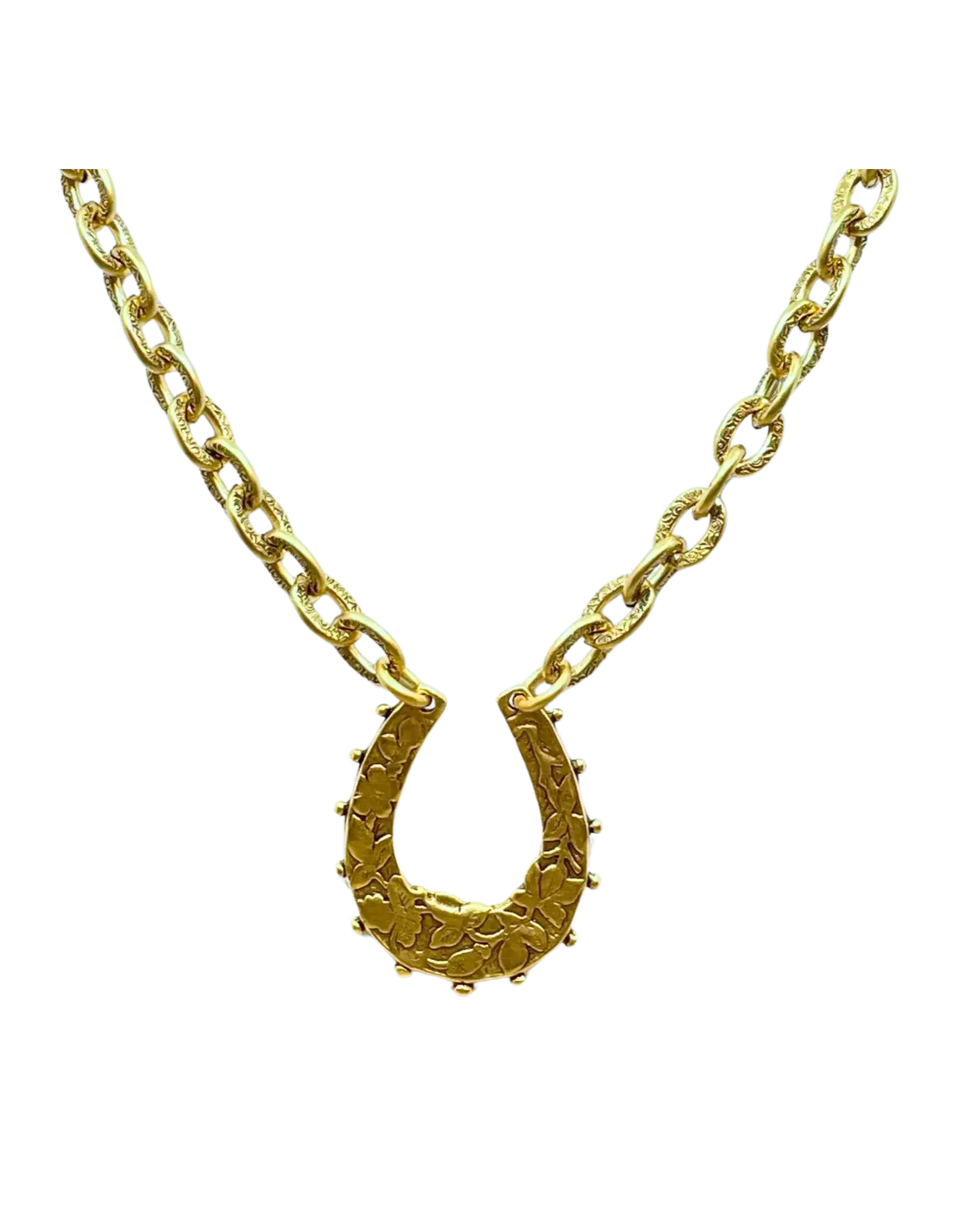 Erin Knight Designs Vintage Reproduction Gold Plated 18" Chain With Horseshoe Pendant