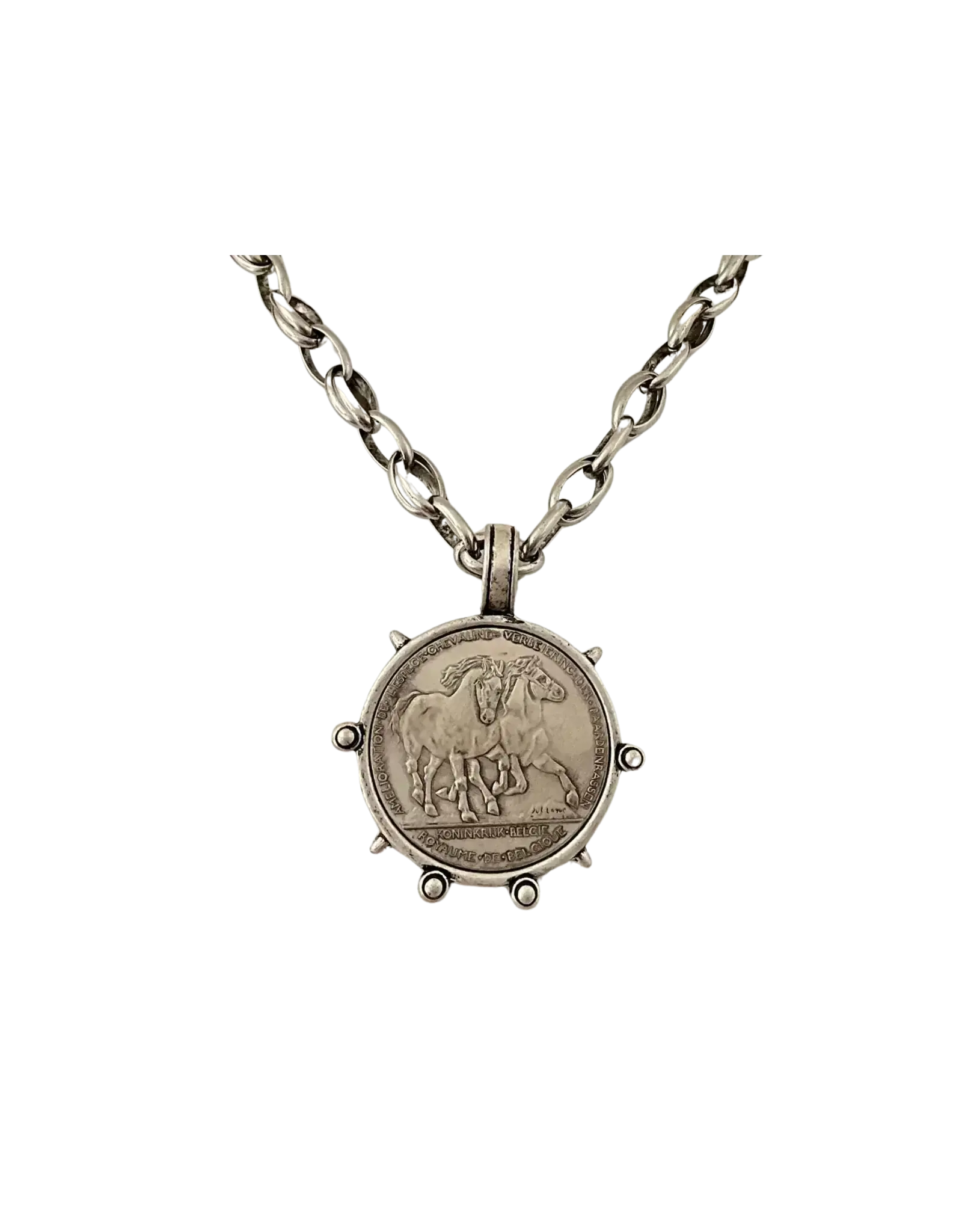 Erin Knight Designs Vintage Silver Horse Coin Necklace